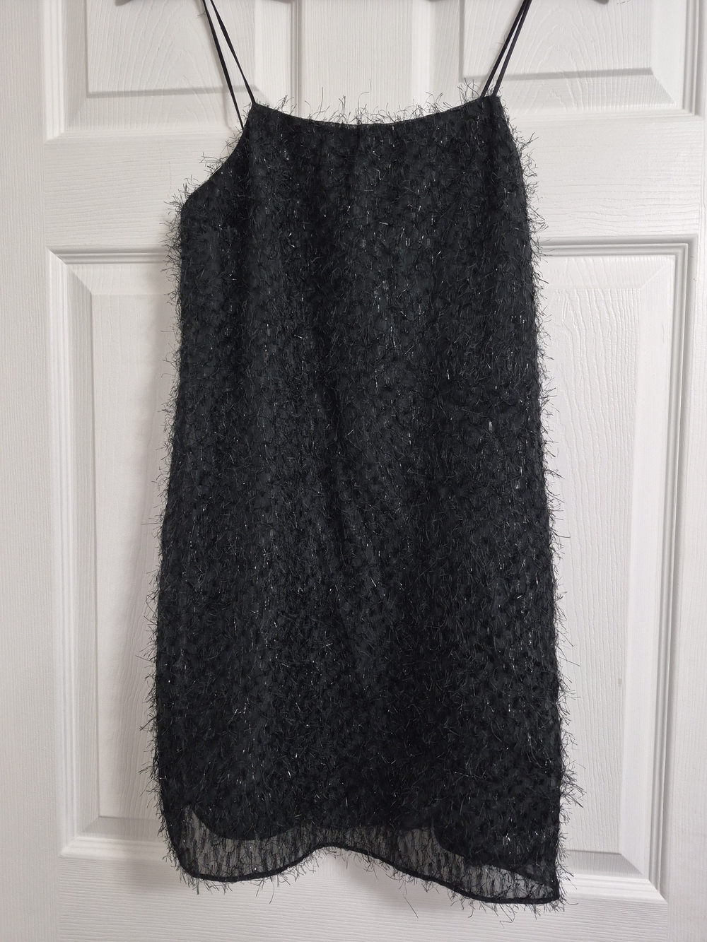 Storia Black Textured Mini Slip Skirt with Metallic Threads